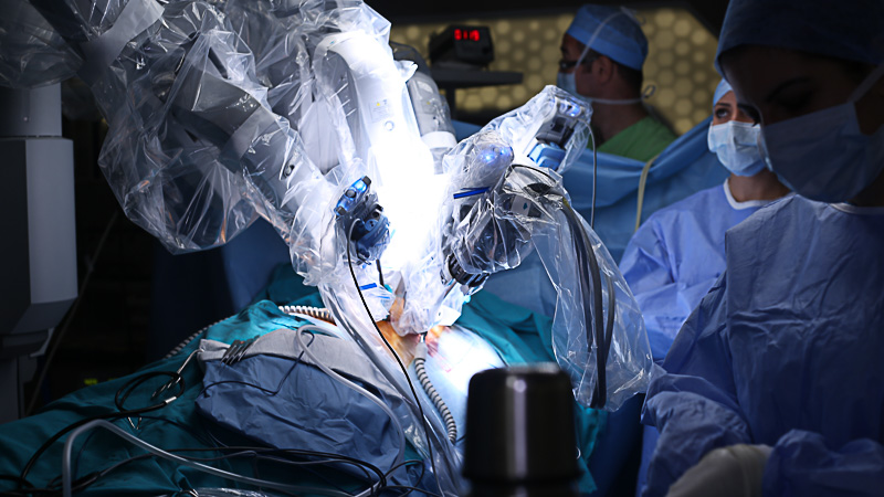 Robotic Surgery. Medical robot. Medical operation involving robo